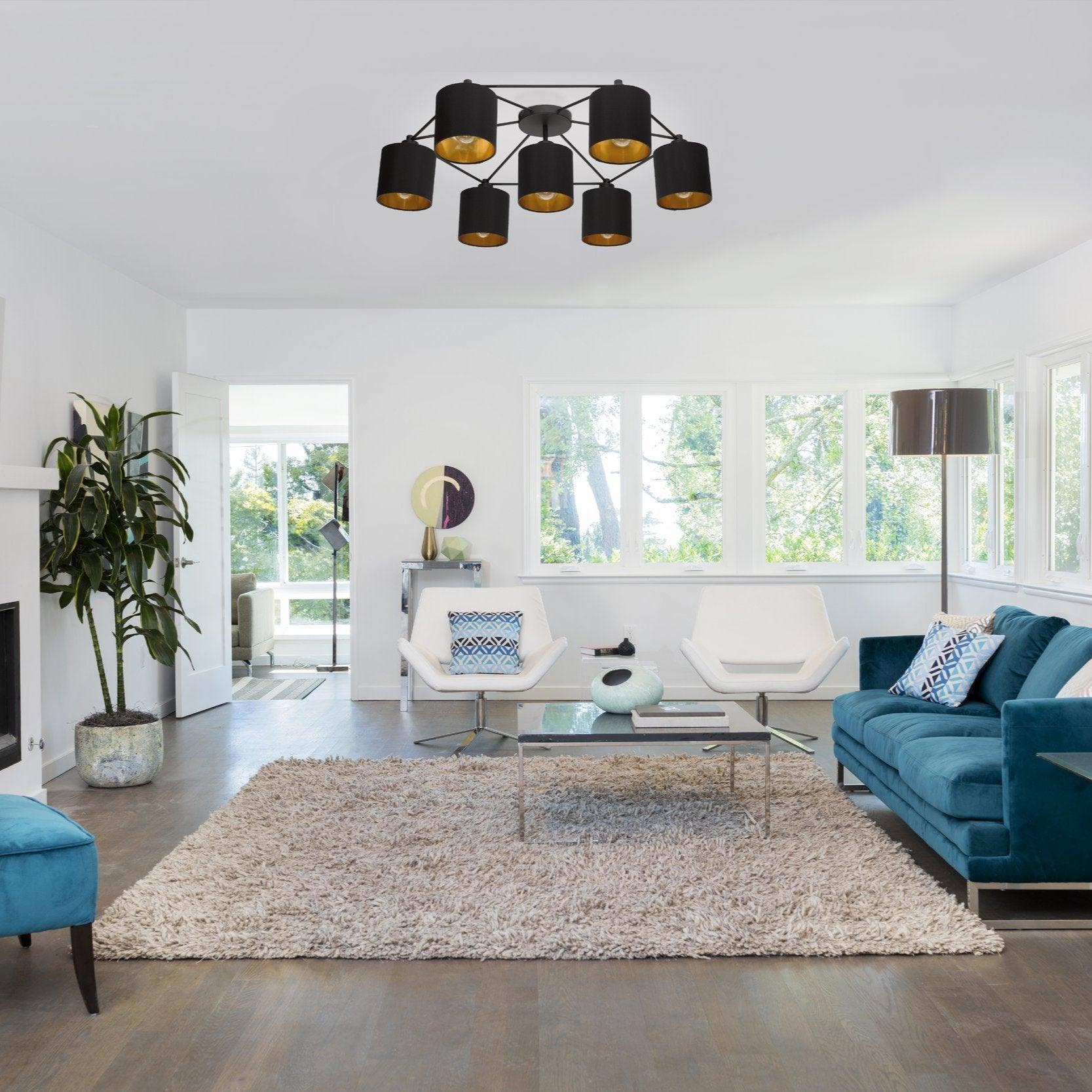 eglo staiti 7 light black gold flush ceiling flush living room image