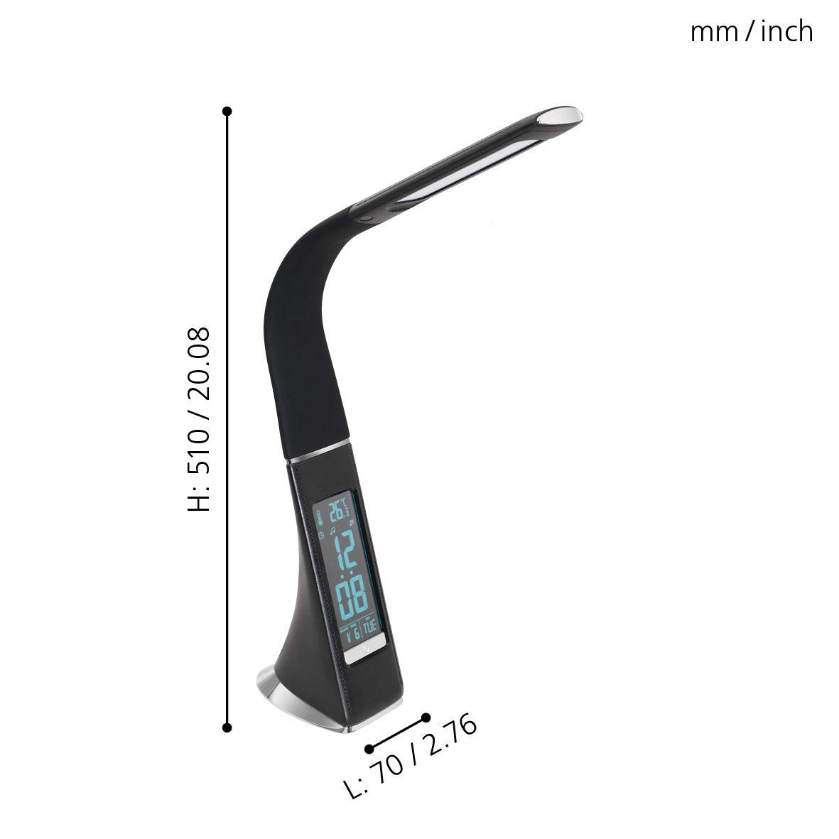 eglo cognoli black led desk lamp time date living room close up