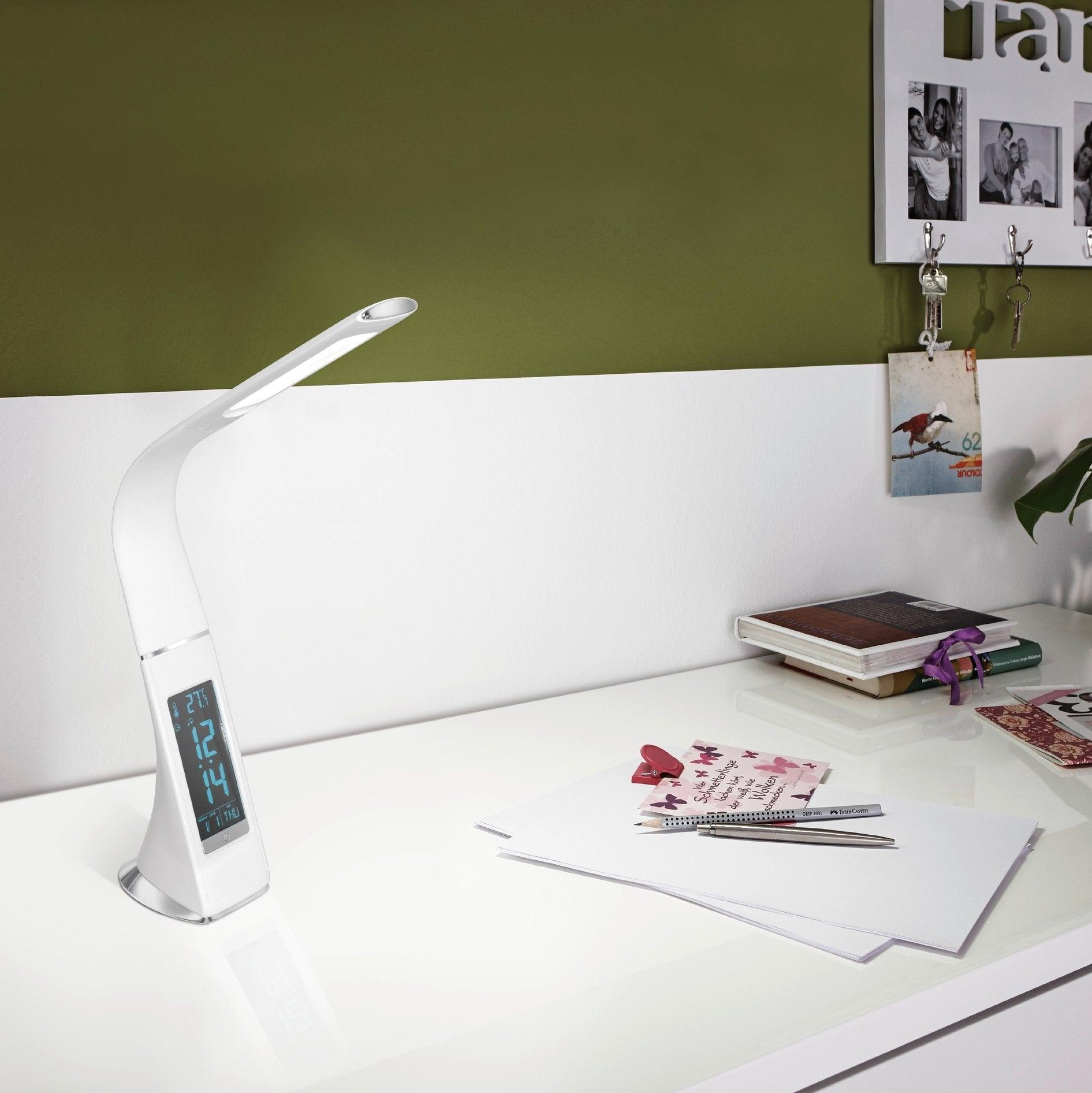 eglo cognoli white led desk lamp time date