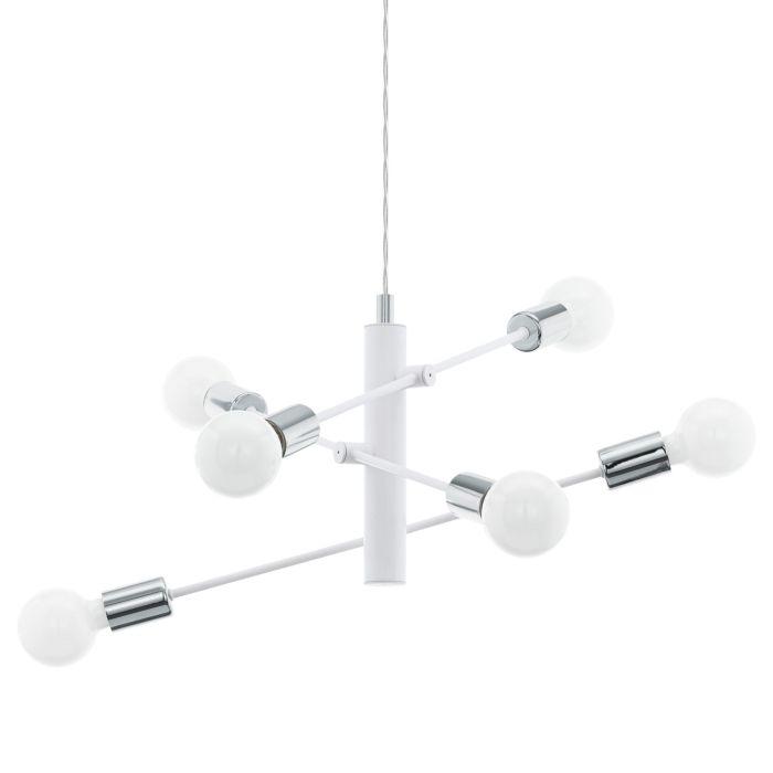 eglo gradoli 6 light white chrome ceiling pendant living room image