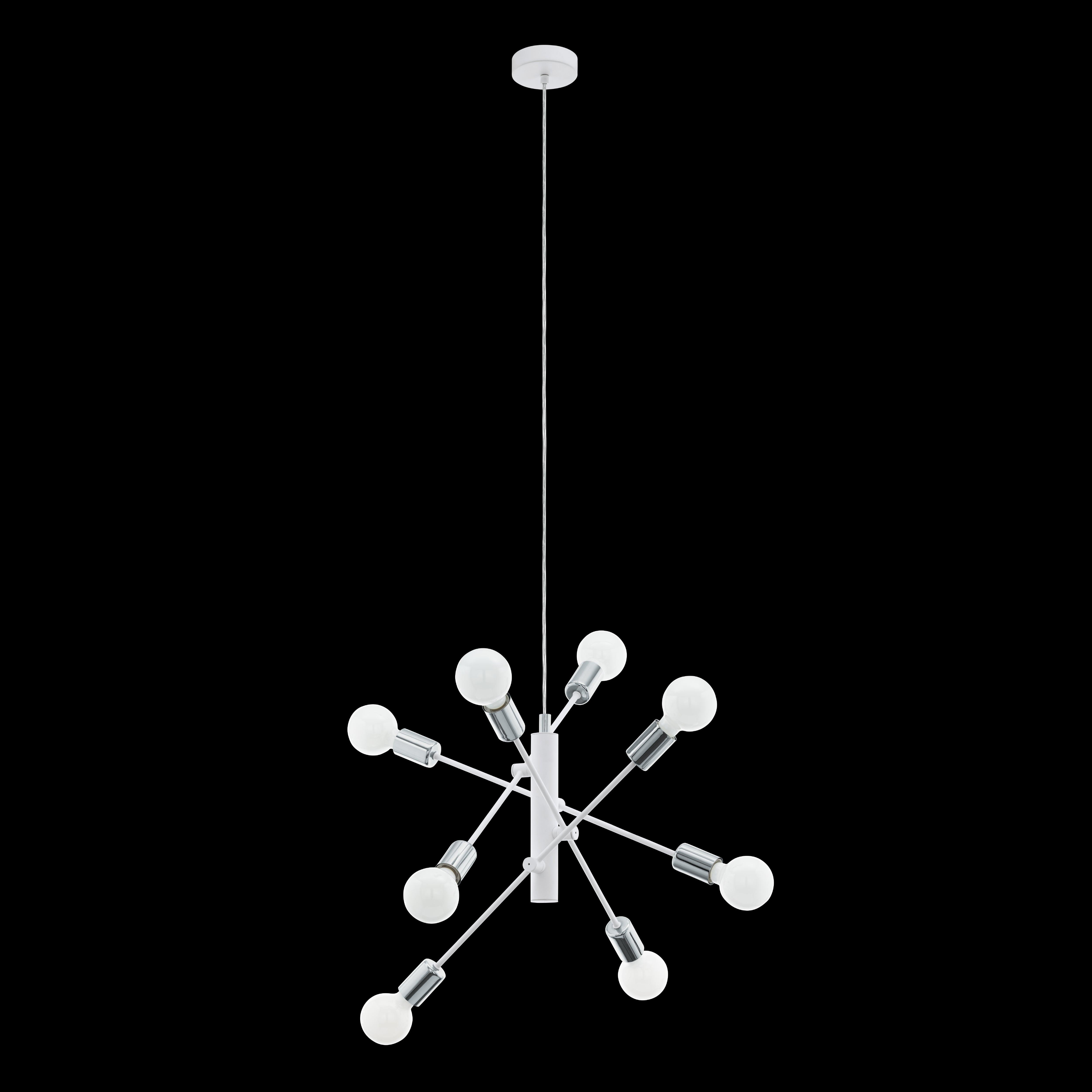 eglo gradoli 8 light white chrome ceiling pendant living room close up