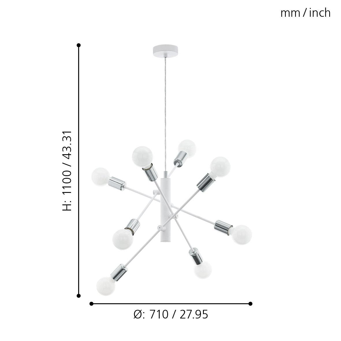 eglo gradoli 8 light white chrome ceiling pendant Kitchen Lighting Close Up