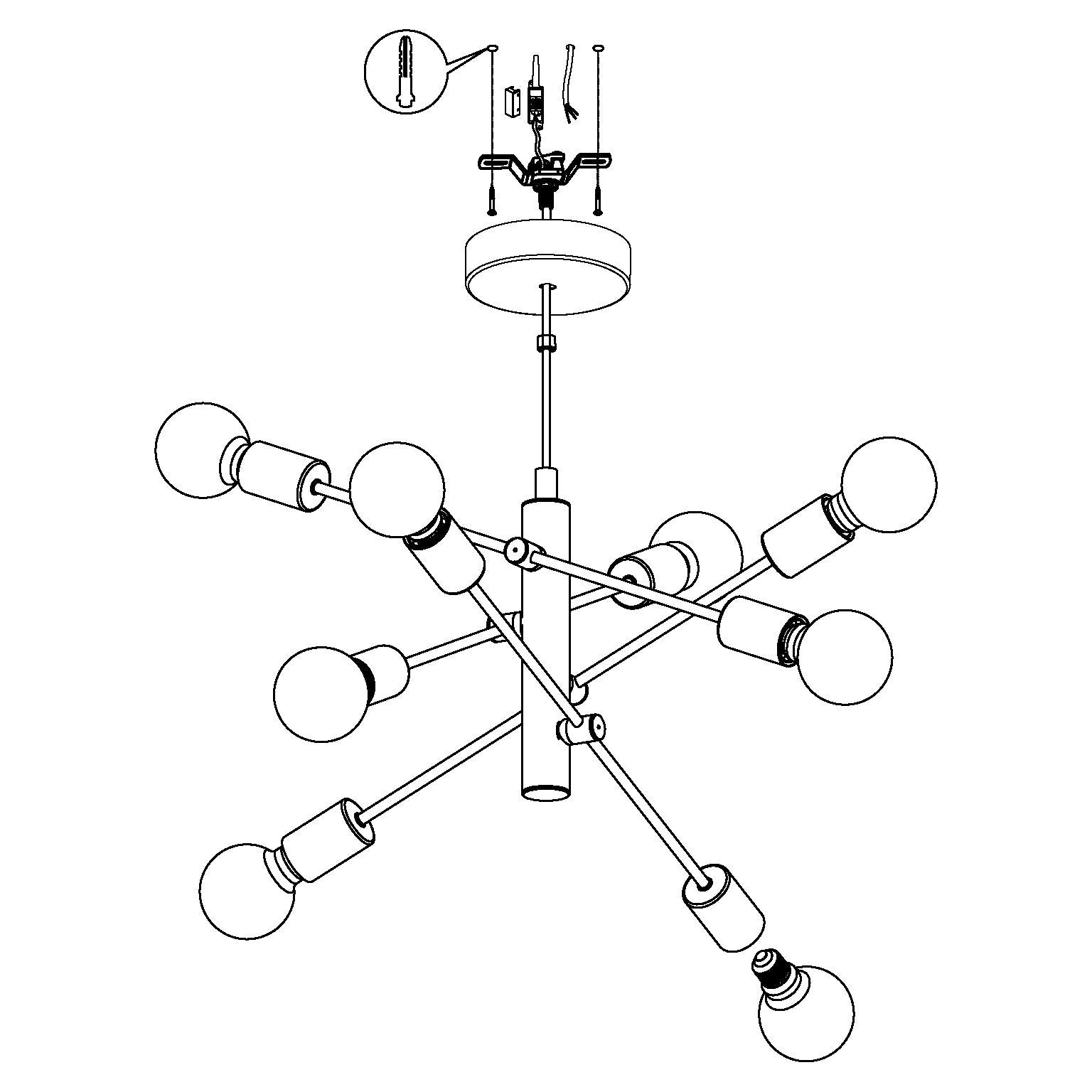 eglo gradoli 8 light white chrome ceiling pendant hallway lighting