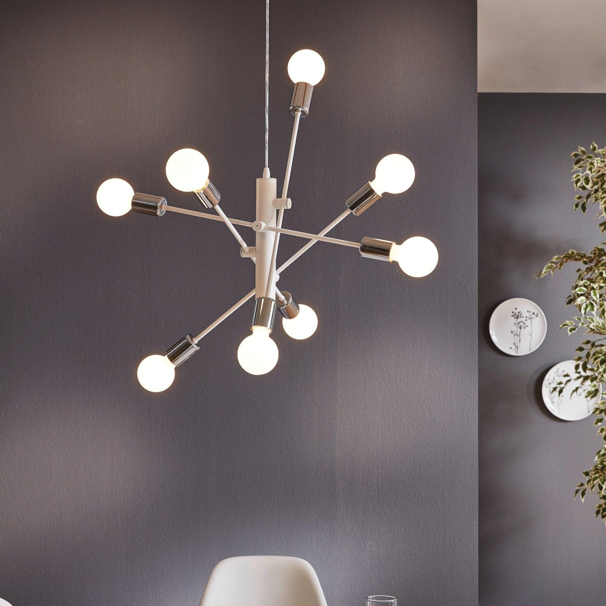 eglo gradoli 8 light white chrome ceiling pendant living room image