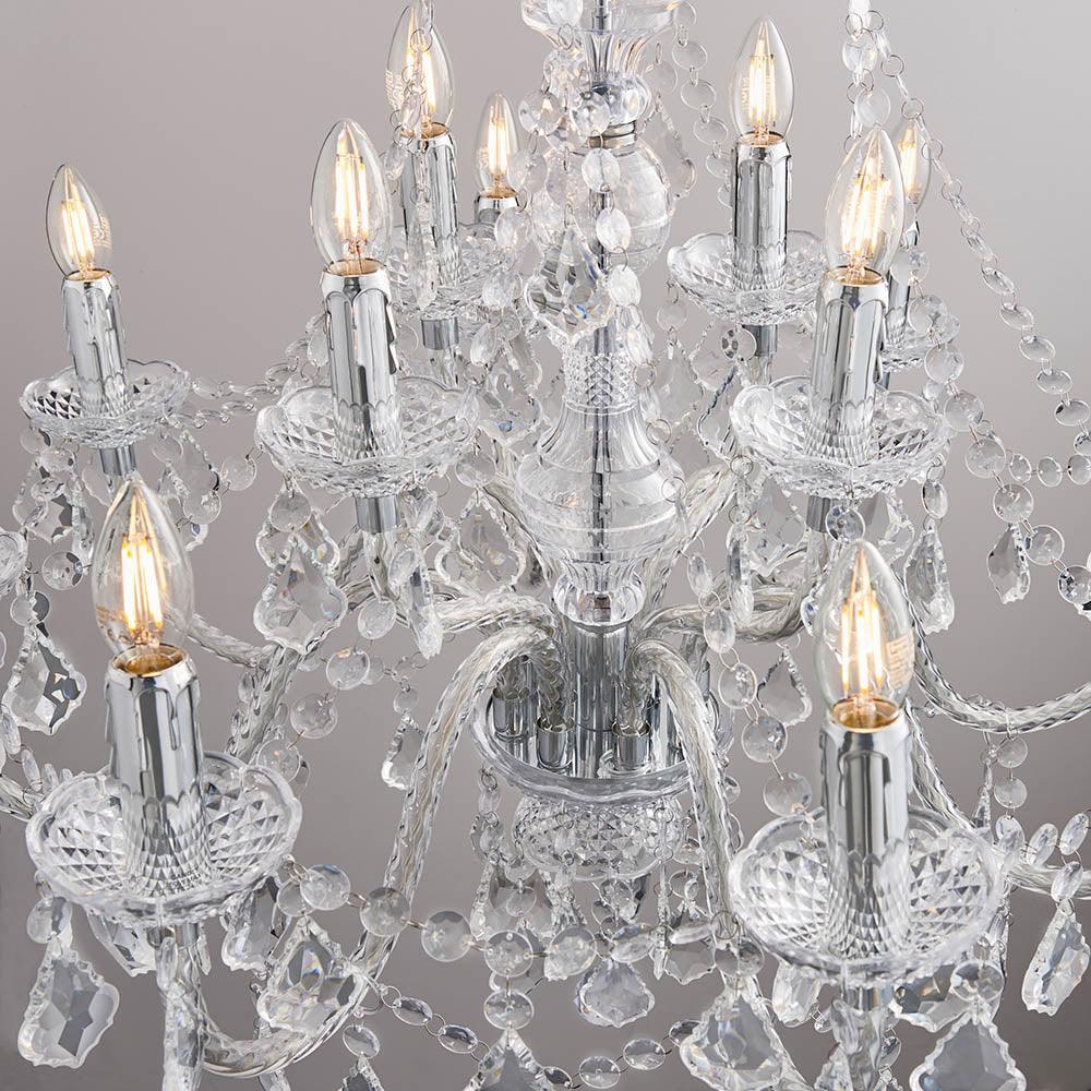 Endon Clarence 12 Arm Chrome & Clear Acrylic Chandelier-OPEN-BOX-BSL-270826