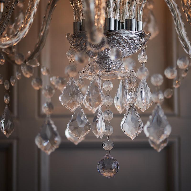 Endon Clarence 12 Arm Chrome & Clear Acrylic Chandelier-OPEN-BOX-BSL-270826
