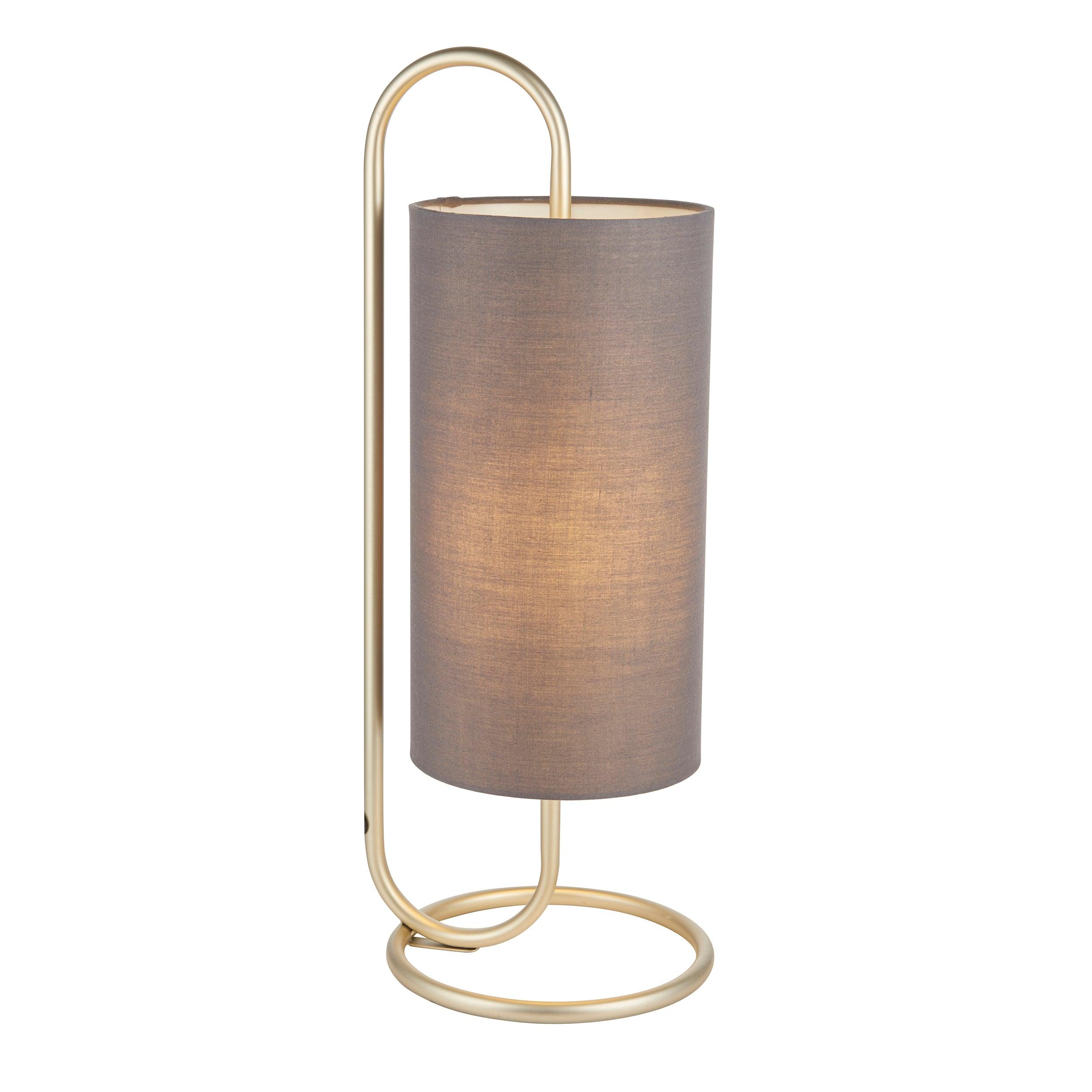 Klip Brass Modern Table Lamp Grey Shade