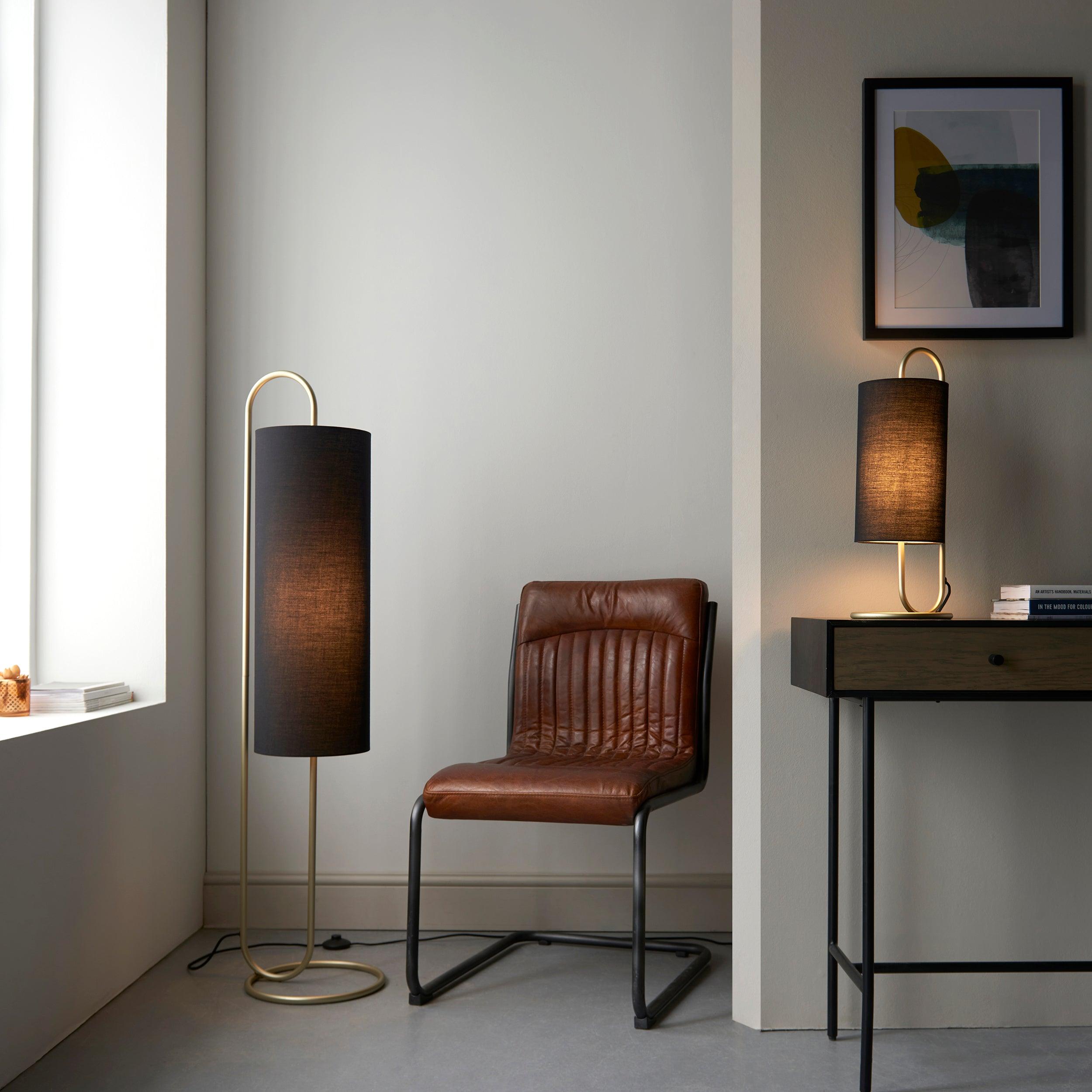 Klip Brass Modern Table Lamp Black Shade