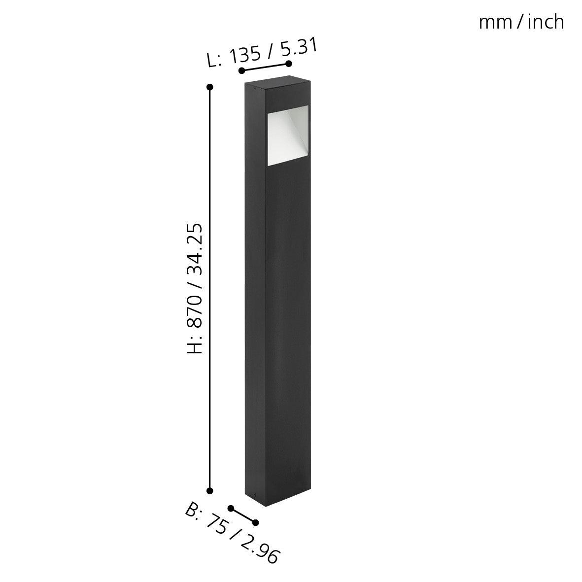 eglo manfria ip44 grey rectangular outdoor bollard light kitchen lighting