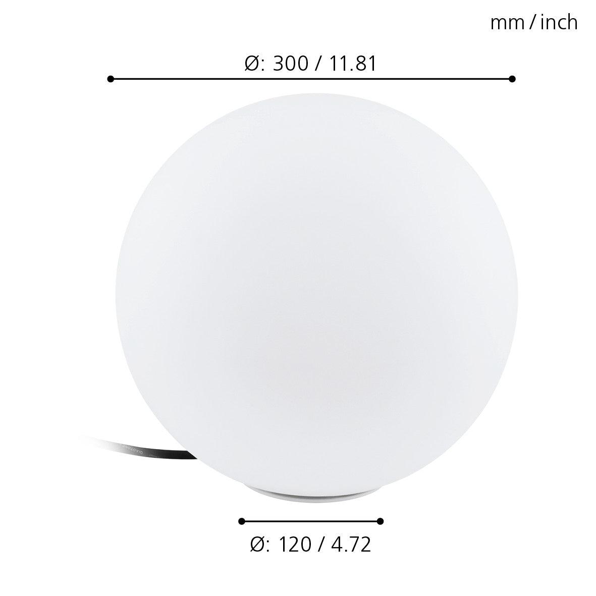 eglo monterolo ip65 outdoor 30cm plastic globe floor lamp living room close up