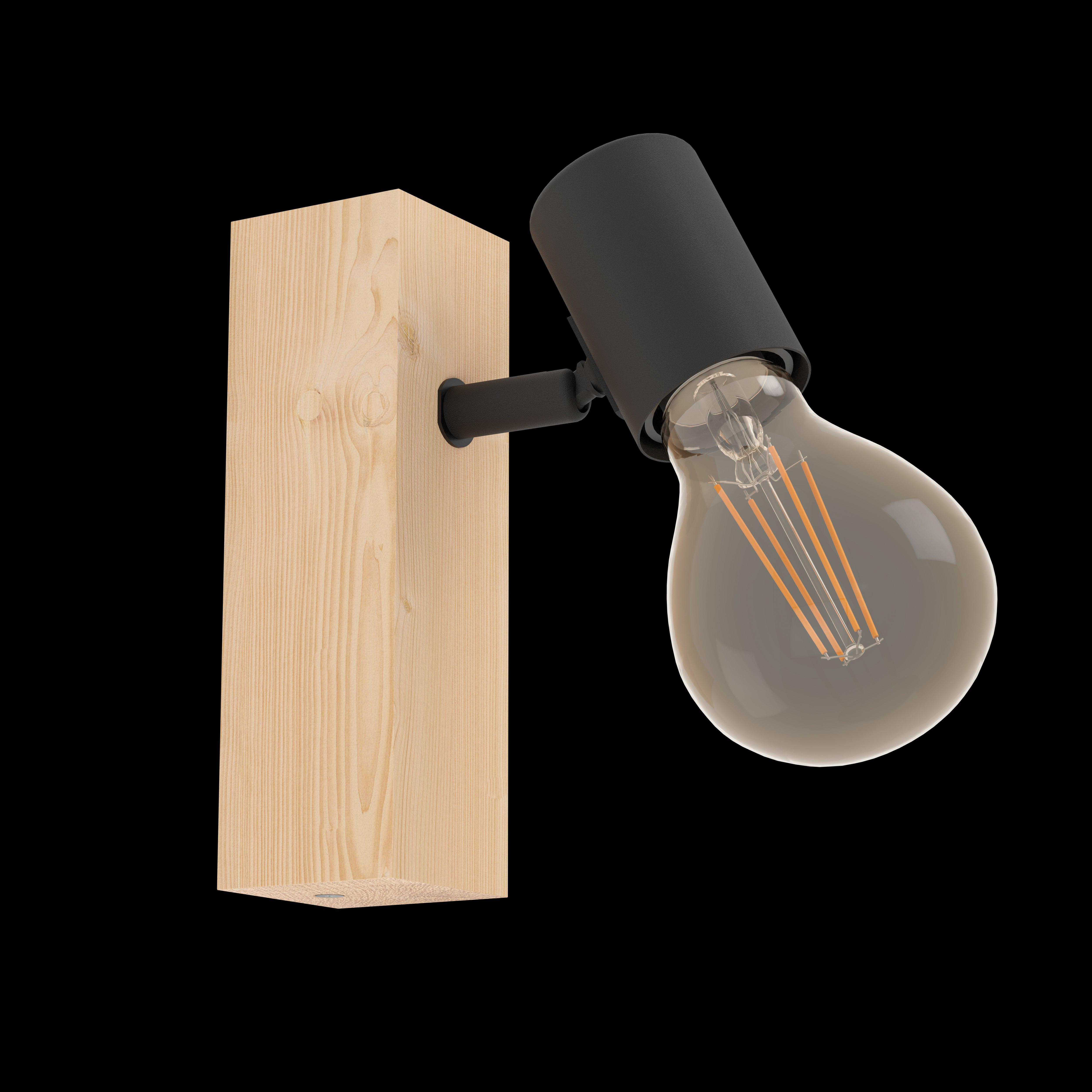 eglo townshend 3 wood black finish wall spotlight living room image