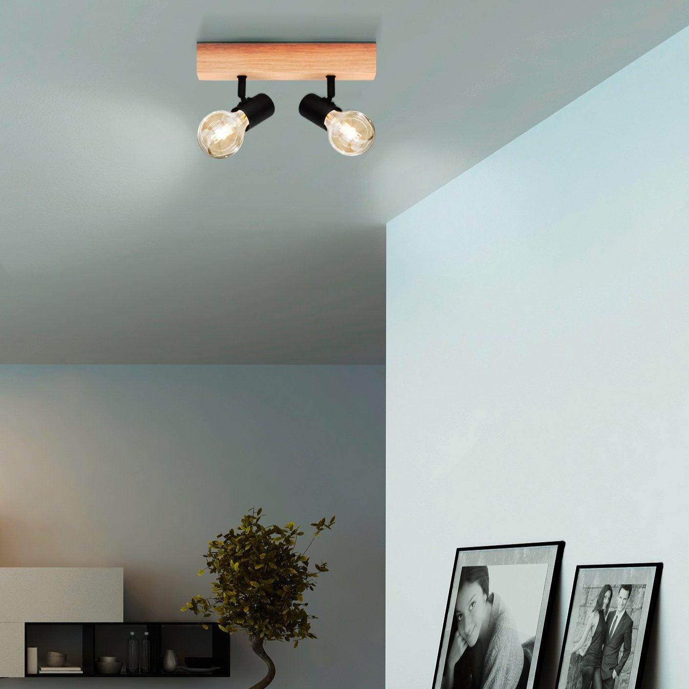 eglo townshend 3 wood black finish 2 light bar spotlight