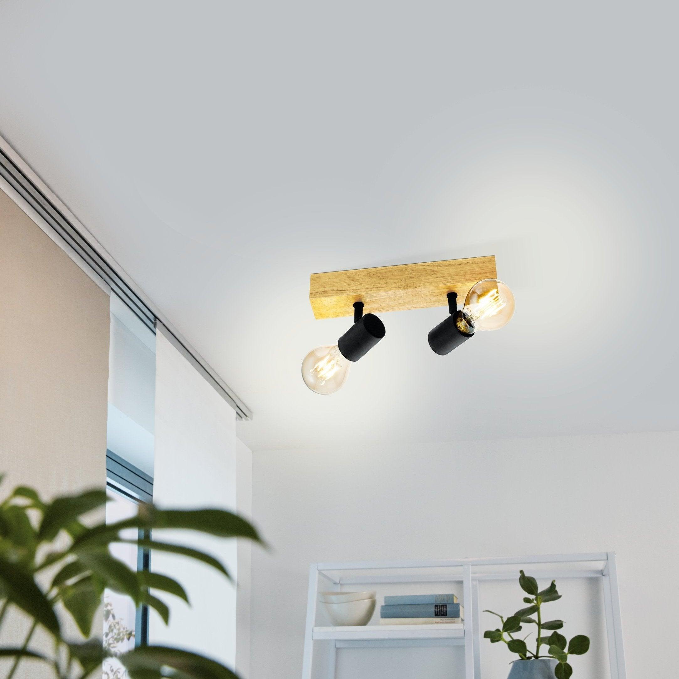 eglo townshend 3 wood black finish 2 light bar spotlight living room image