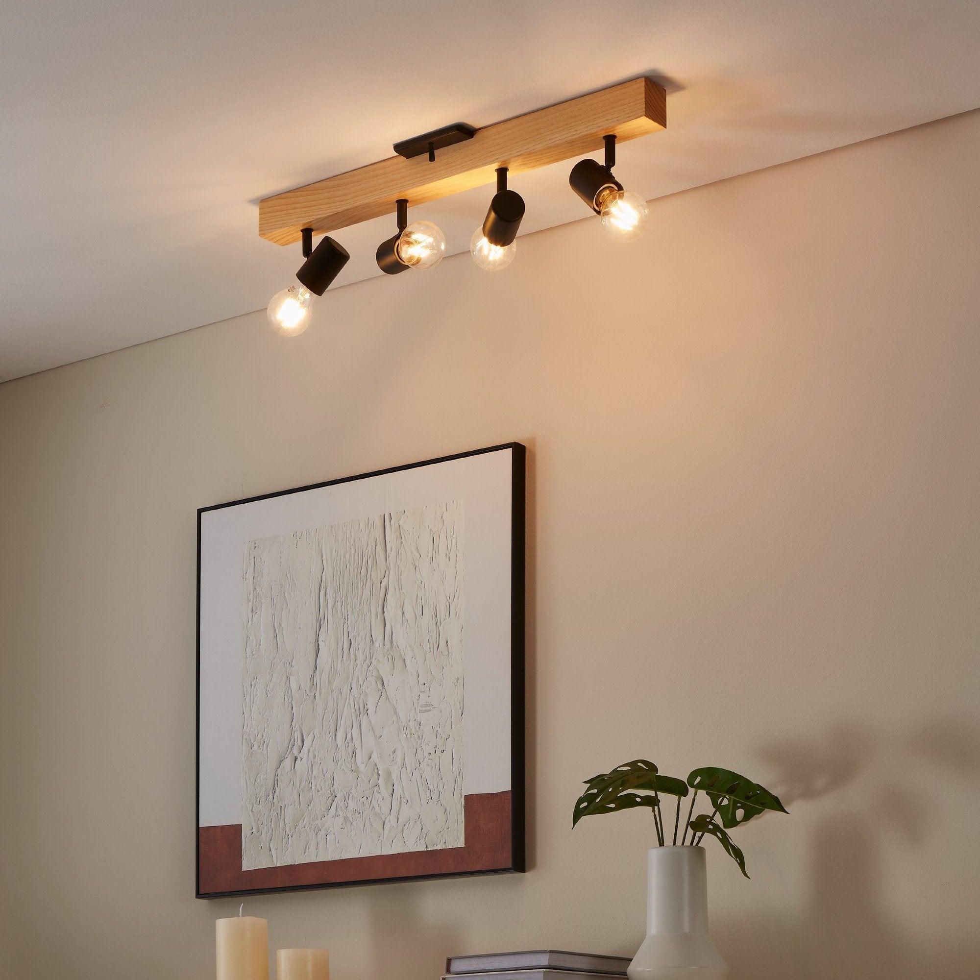 eglo townshend 3 wood black finish 4 light bar spotlight