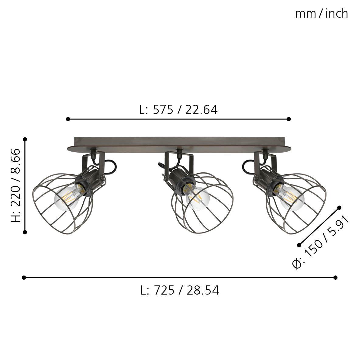 eglo sambatello wood silver wire 3 light bar spotlight kitchen lighting