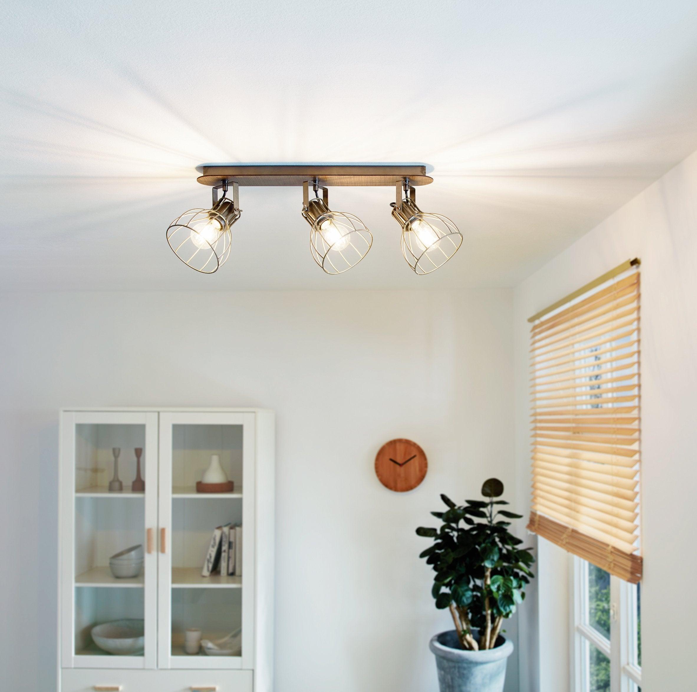 eglo sambatello wood silver wire 3 light bar spotlight