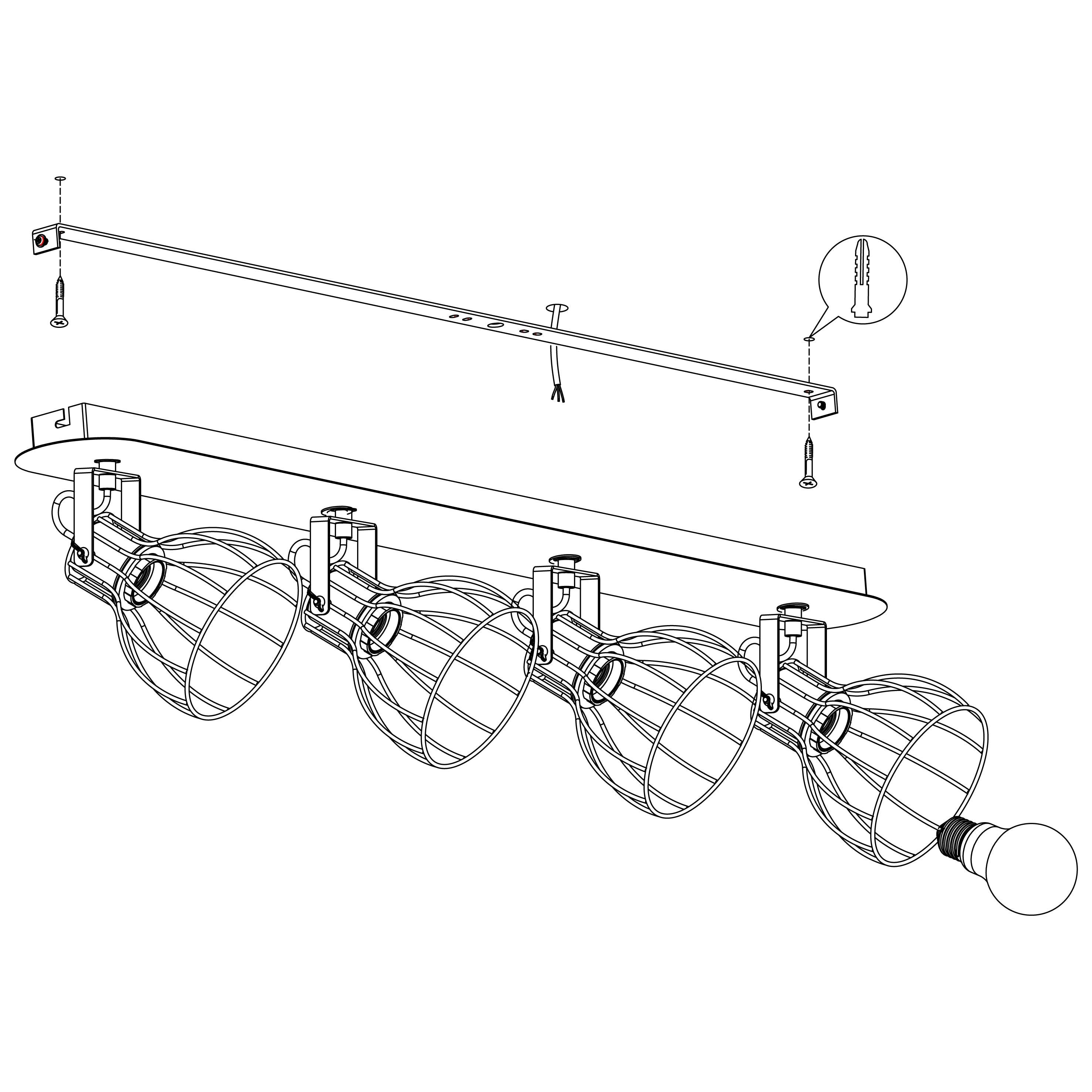 eglo sambatello wood silver wire 4 light bar spotlight kitchen lighting
