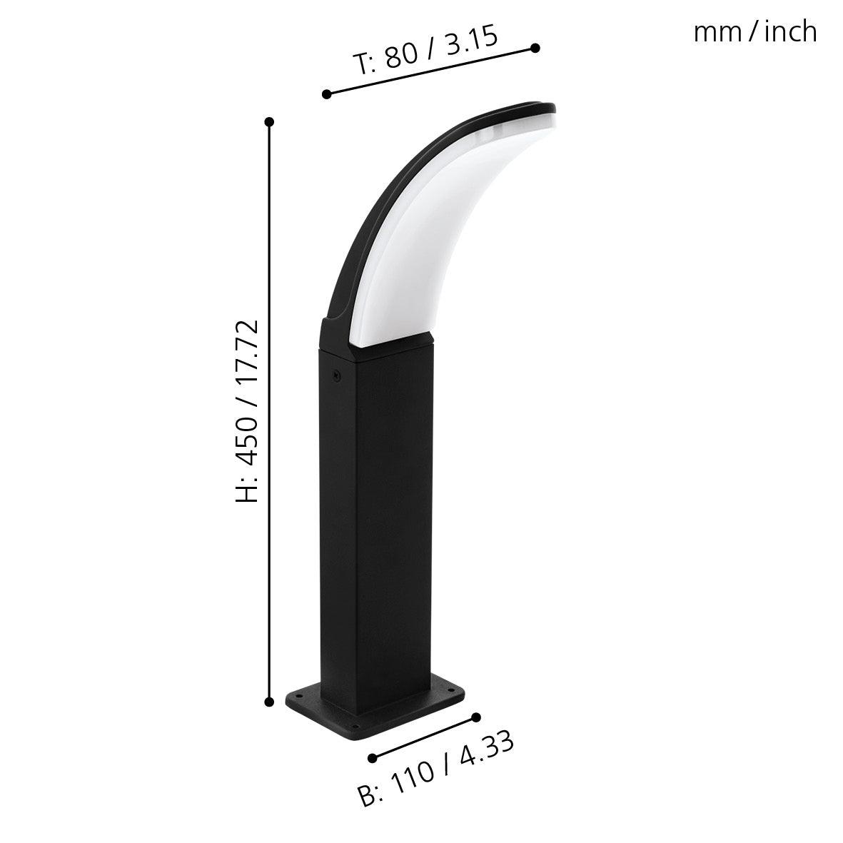 eglo fiumicino ip44 black led pedestal light living room close up