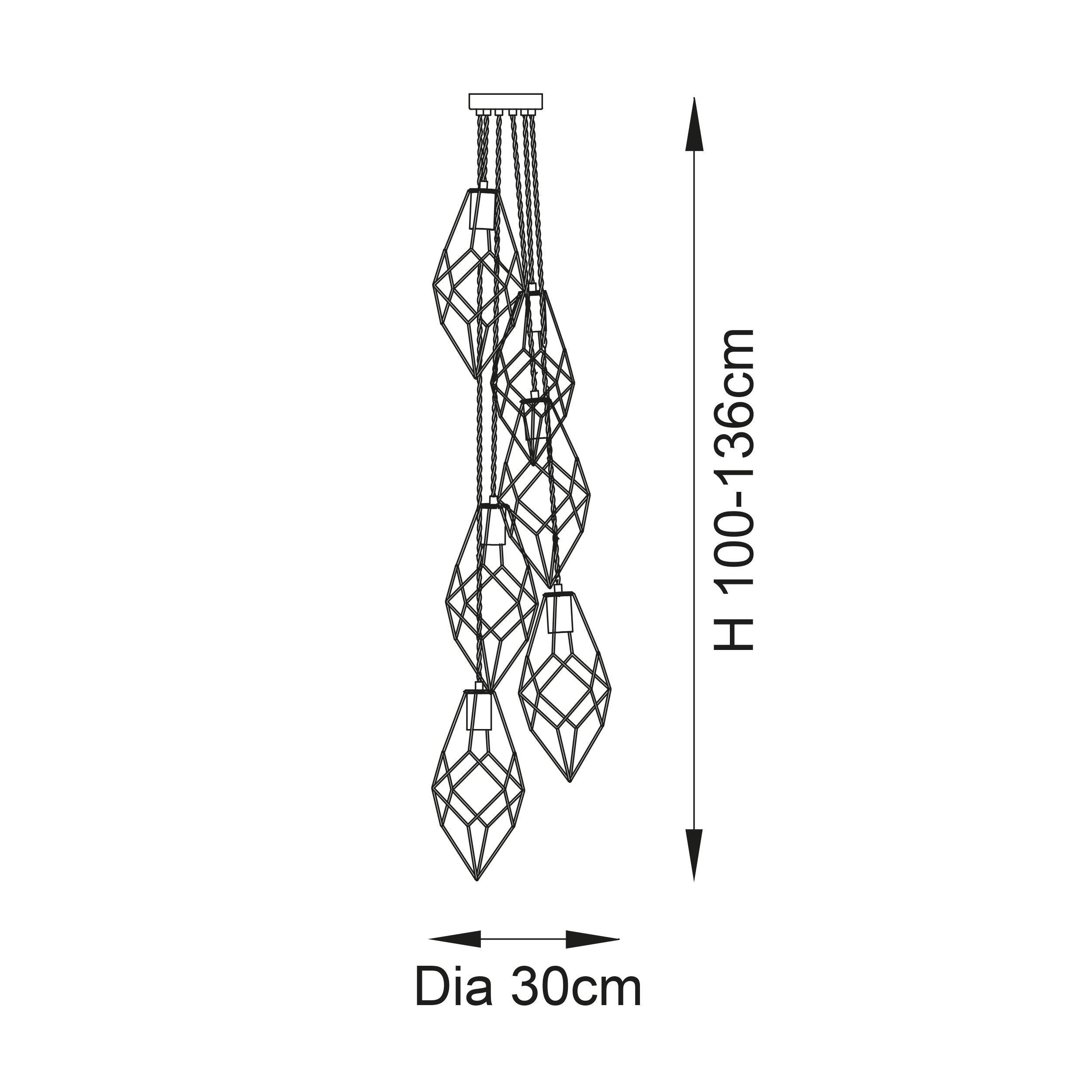 Endon Jaxon 6 Light Black Industrial Ceiling Pendant-Ceiling Pendant Lights-Endon Lighting Bedrooom Lighting close up Tiffany Lighting Direct