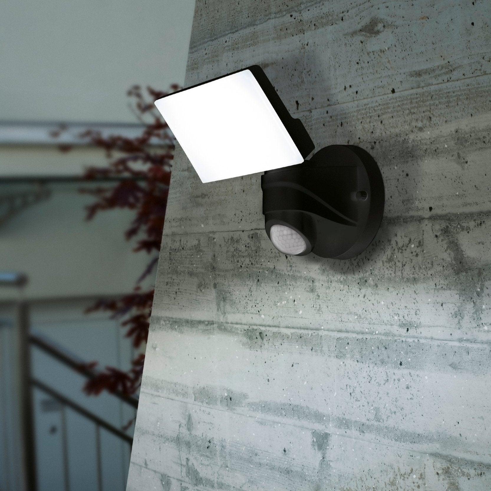 eglo pagino black led outdoor pir security spotlight light