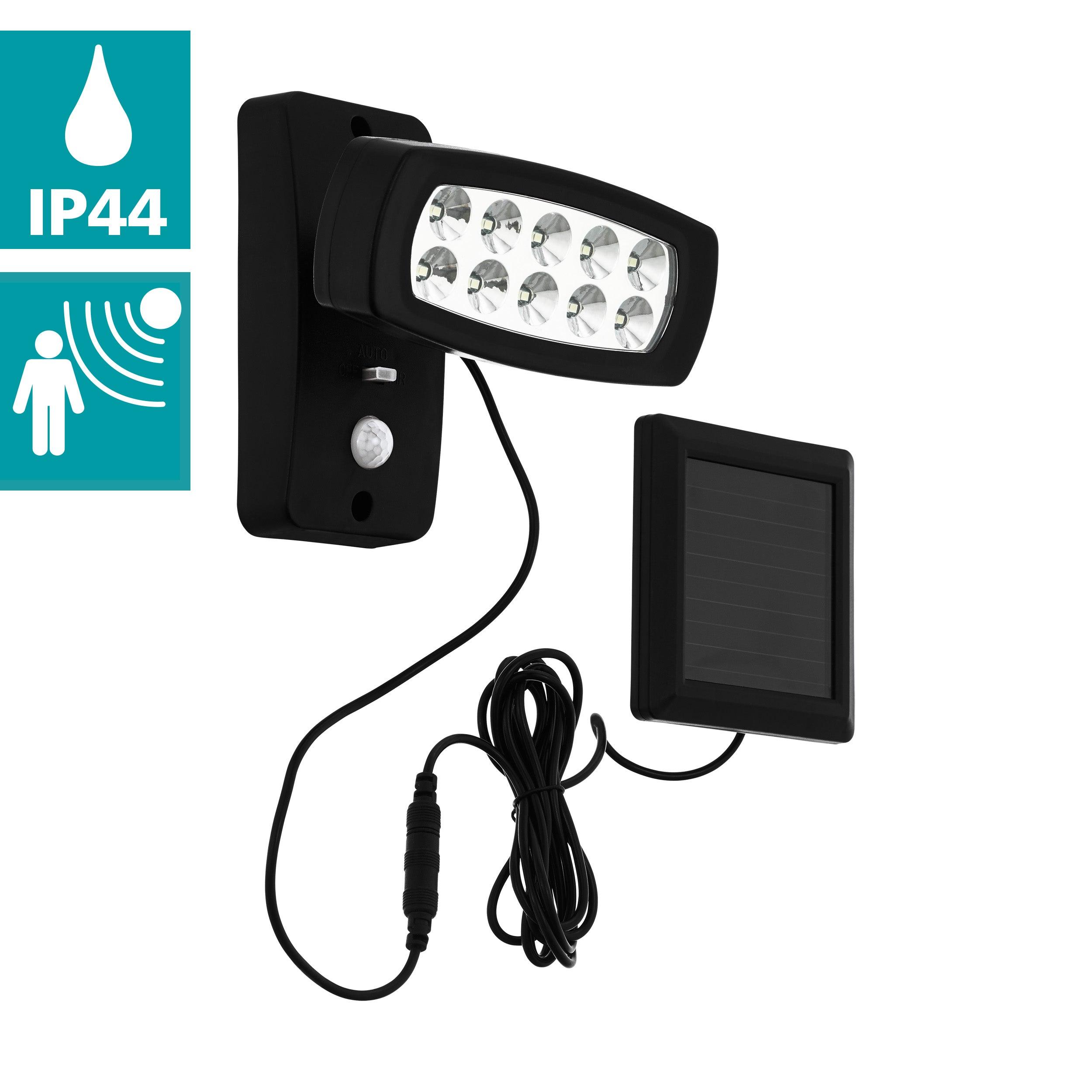eglo palizzi black ip44 solar led wall light kitchen lighting