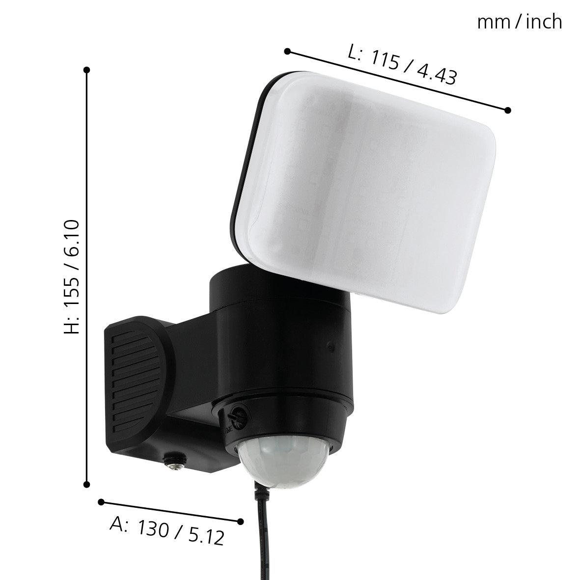 eglo casabas black pir solar led wall light ip44 kitchen lighting