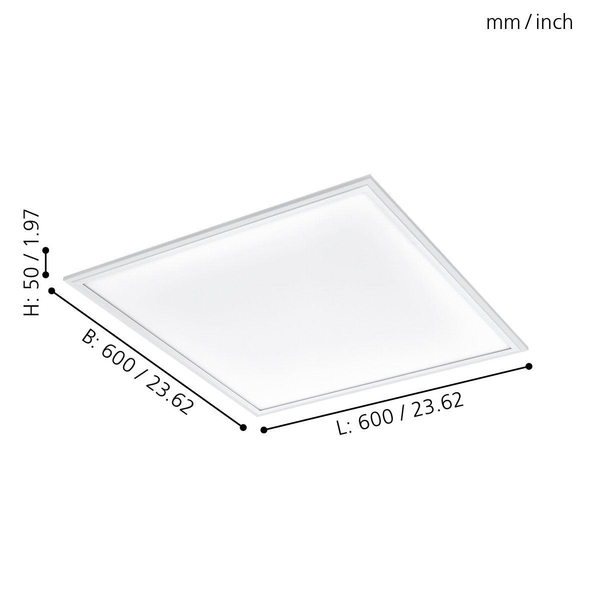 eglo salobrena a led square 60cm panel flush ceiling light living room close up