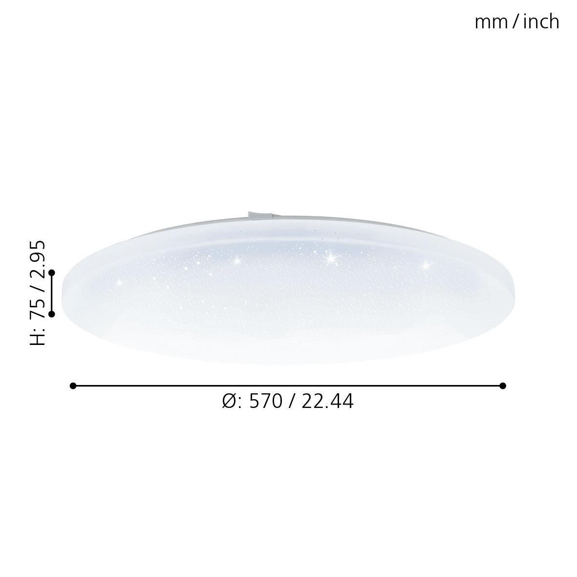 eglo frania a round white led flush ceiling light 57cm kitchen lighting