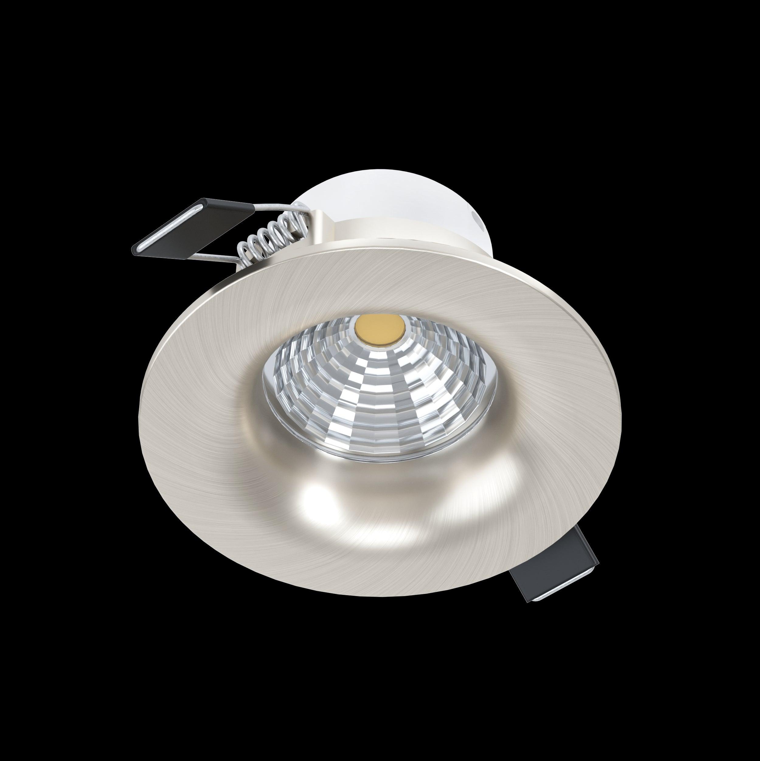 eglo saliceto led nickel recessed downlight warm white living room close up