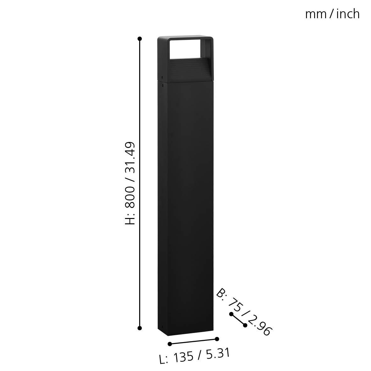 eglo doninni 1 ip65 led bollard pathway black outdoor light kitchen lighting