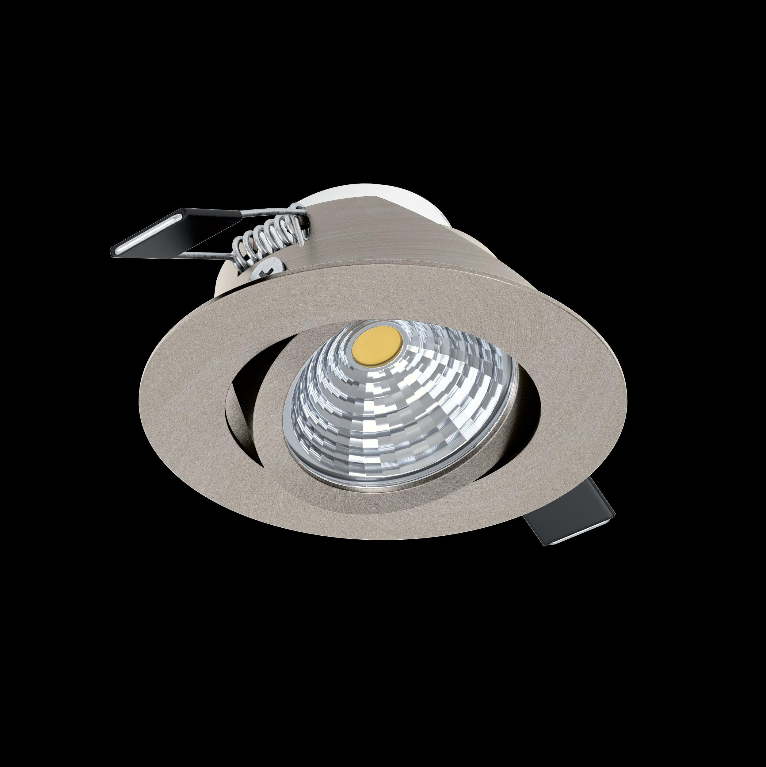 eglo saliceto led nickel recessed downlight cool white living room close up