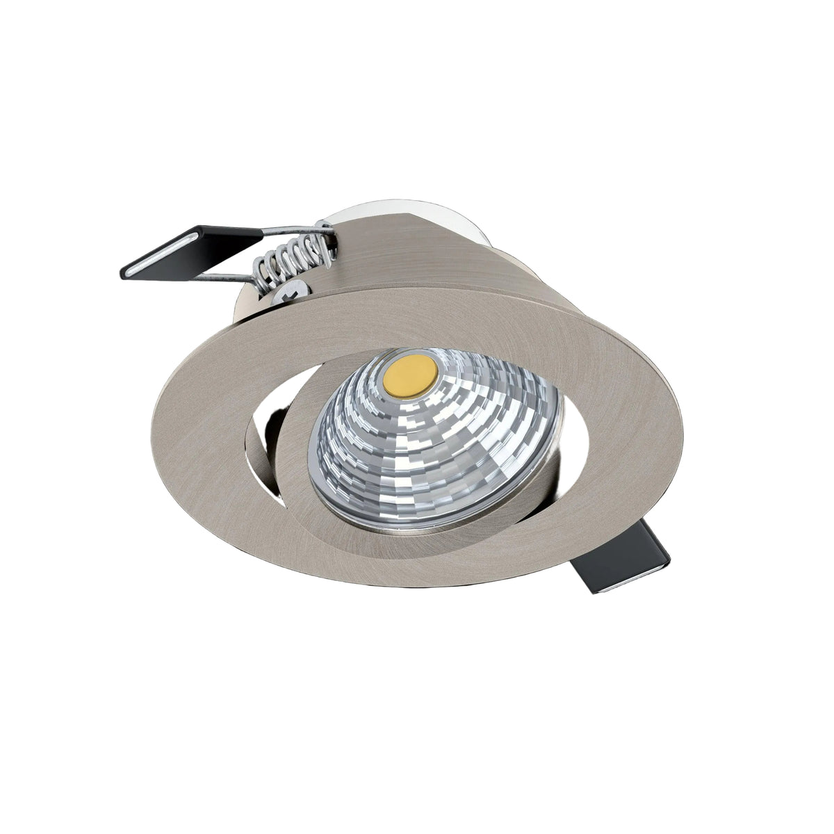 eglo saliceto led nickel recessed downlight cool white living room close up