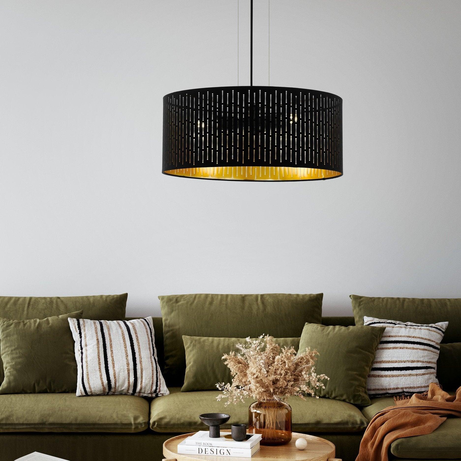 eglo varillas round black gold fabric ceiling pendant