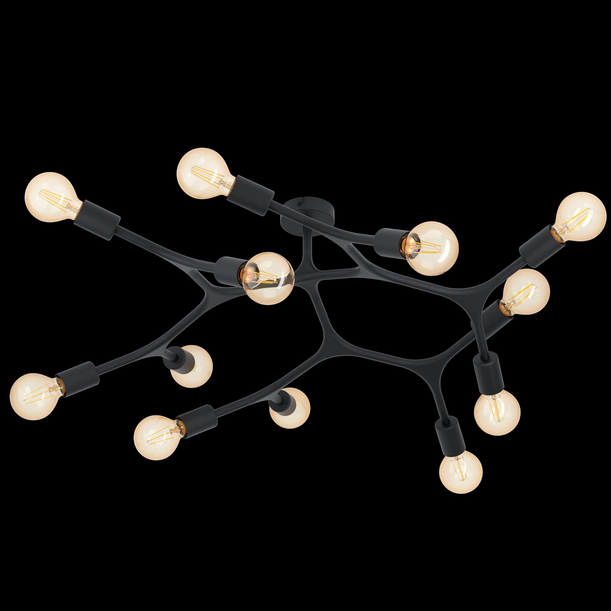 eglo bocadella 1 12 light modern black ceiling flush living room image