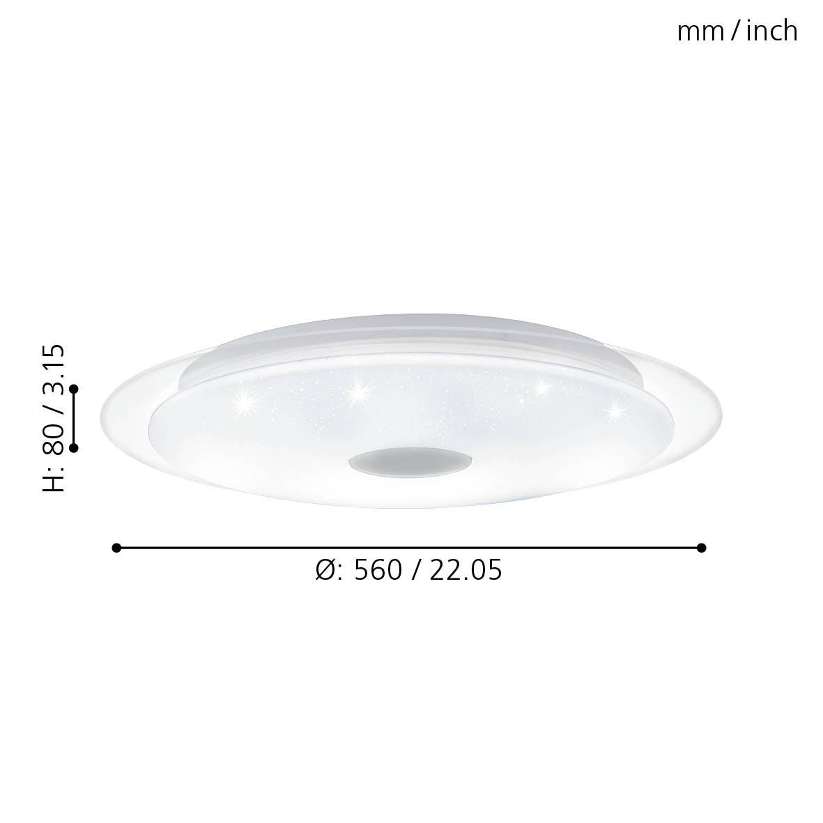 eglo lanciano 1 led white round flush 56cm living room close up