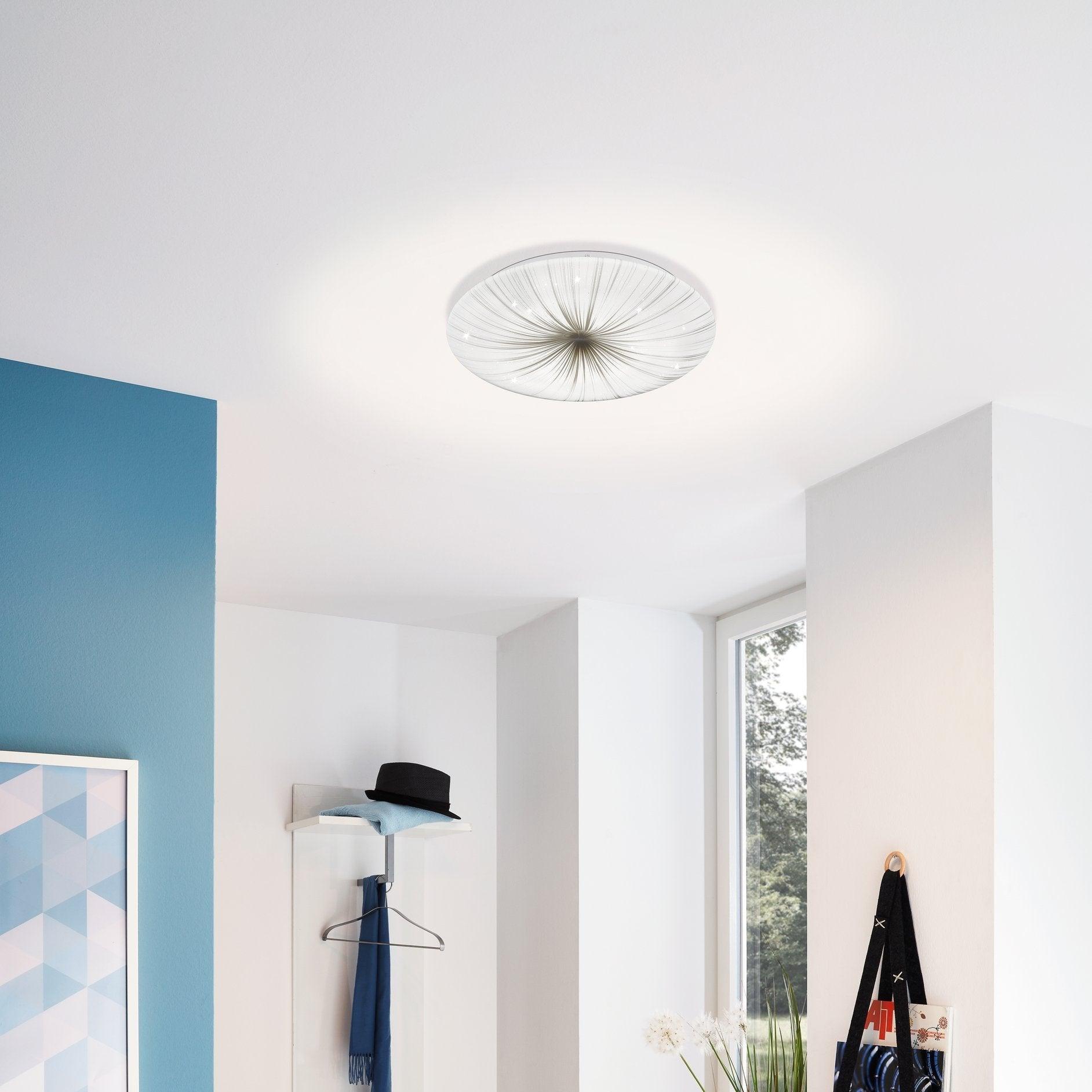 eglo nieves white grey pattern flush led ceiling light 51cm