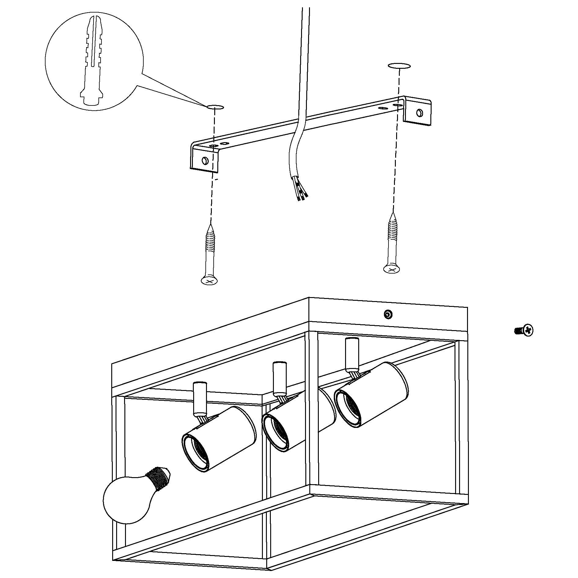 eglo silentina 3 light black metal frame ceiling flush living room image