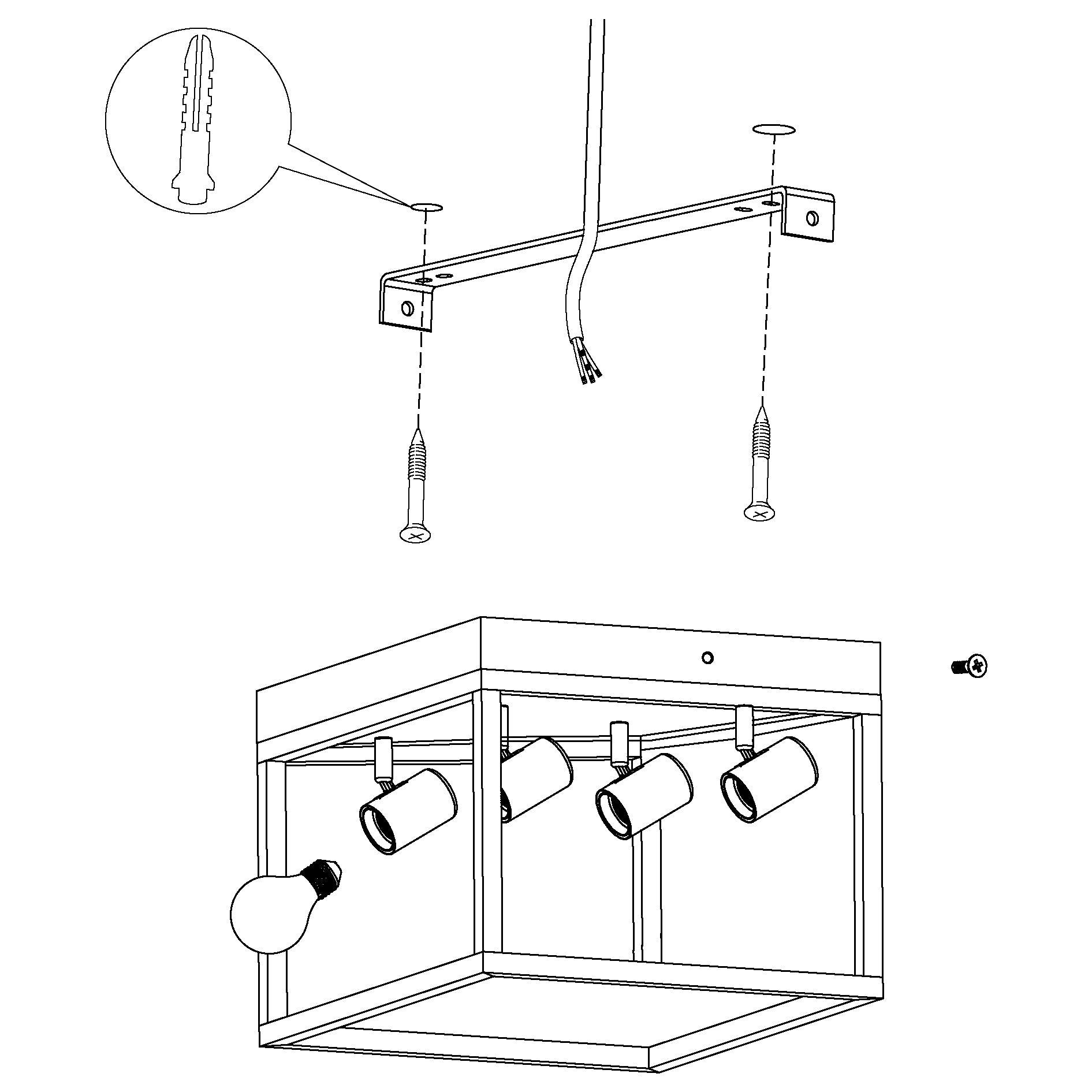 eglo silentina 4 light black metal frame ceiling flush