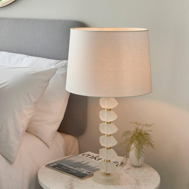 Annabelle Frosted Crystal Glass Table Lamp - White Shade-Endon Lighting-Living-Room-Tiffany Lighting Direct-[image-position]