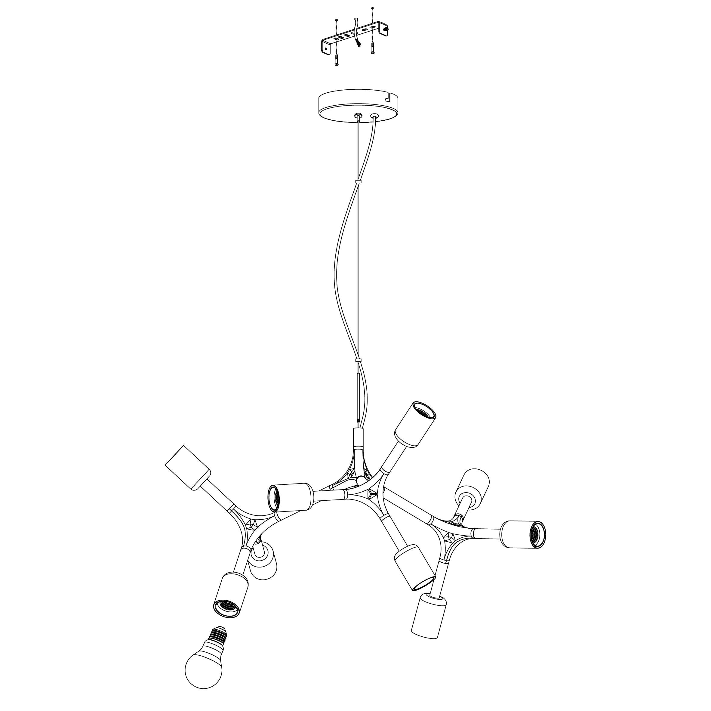 eglo bocadella 9 arm black metal ceiling pendant hallway lighting