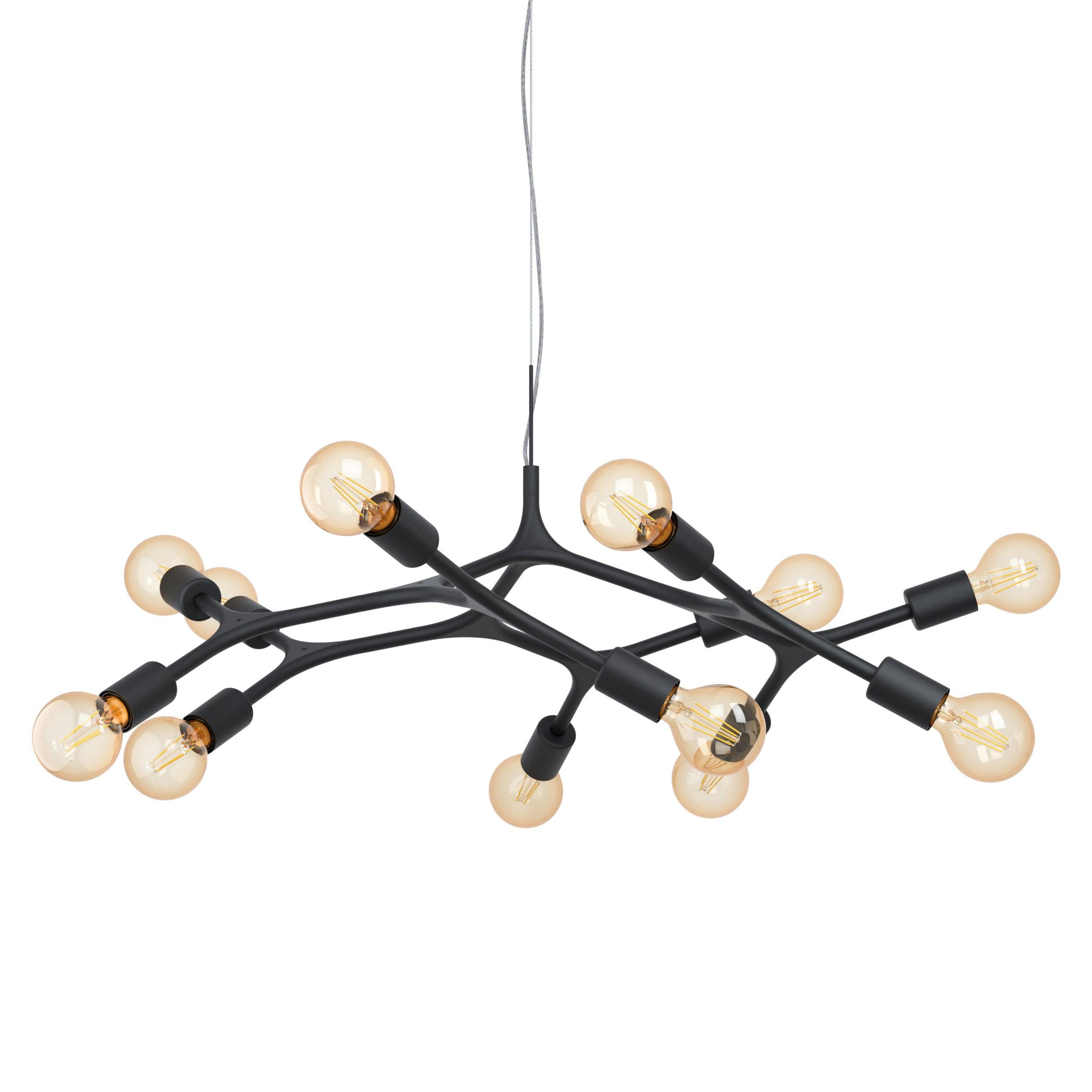 eglo bocadella 12 arm black metal ceiling pendant kitchen lighting