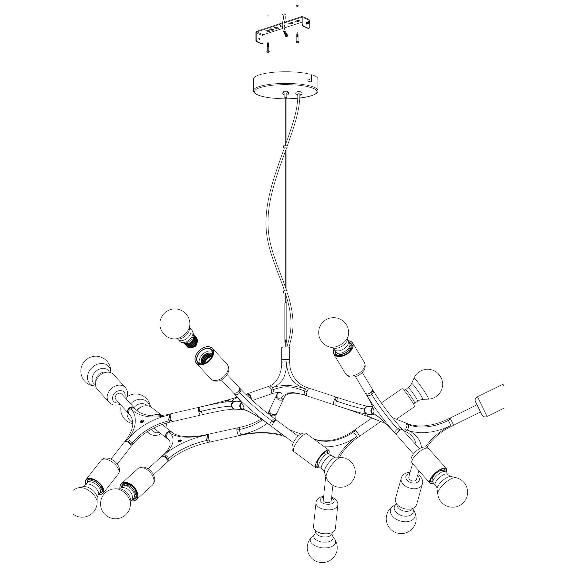 eglo bocadella 12 arm black metal ceiling pendant Kitchen Lighting Close Up