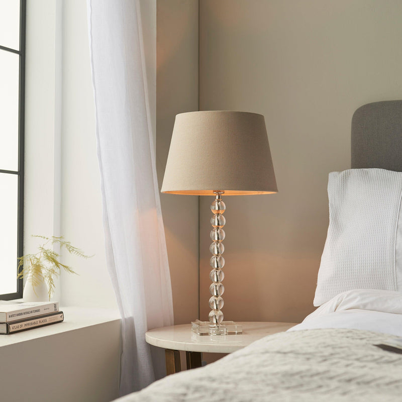 Endon Adelie Clear Table Lamp - Grey Cici 12" Lamp Shade-Endon Lighting-Living-Room-Tiffany Lighting Direct-[image-position]