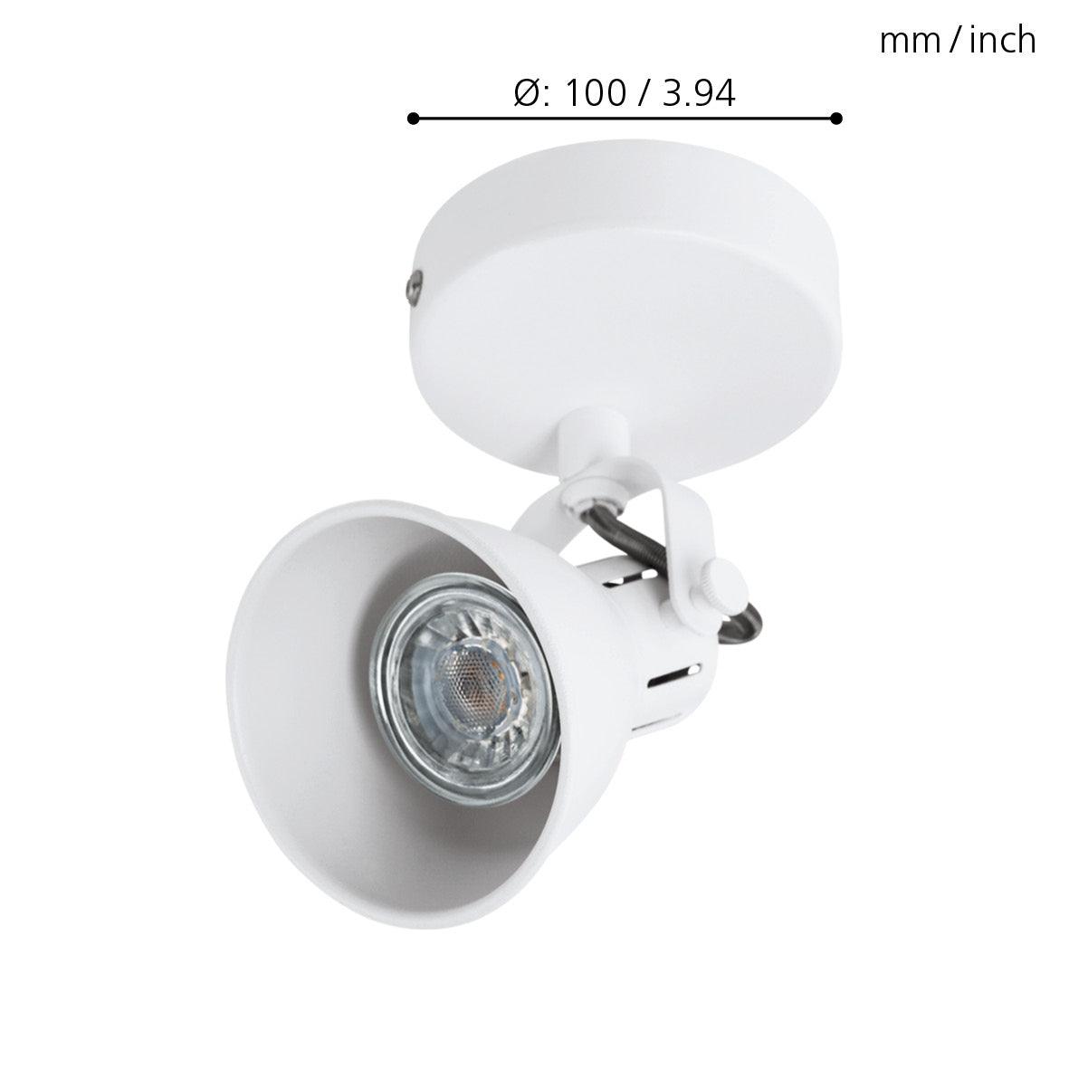 eglo seras 1 white single wall spotlight living room close up