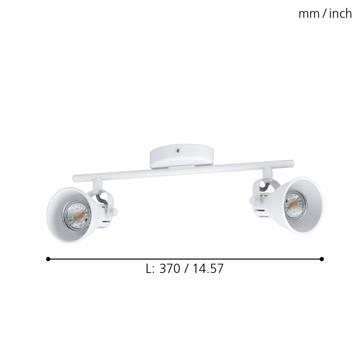 eglo seras 1 white 2 light bar spotlight living room close up