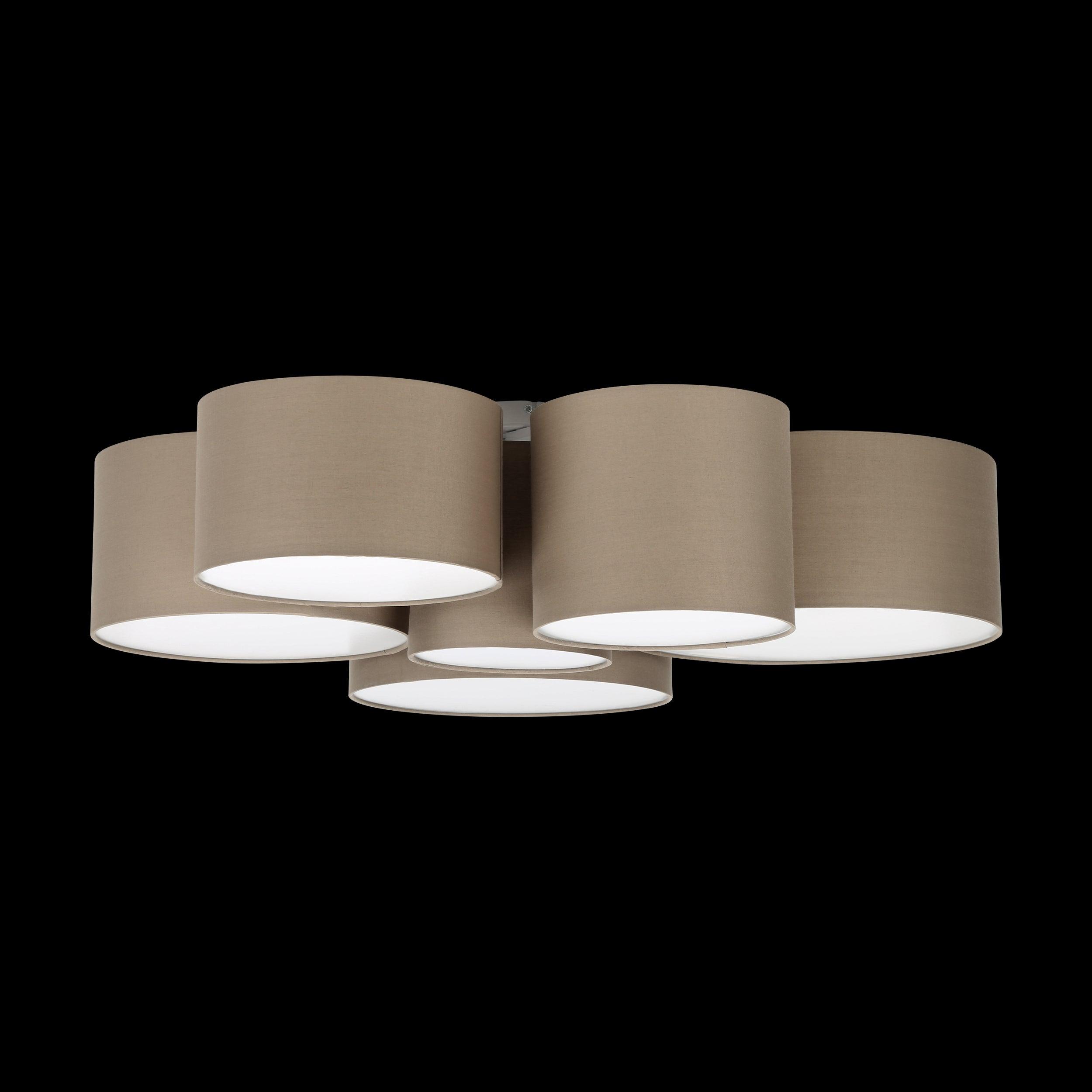 eglo pastore 1 6 light taupe fabric shade ceiling flush living room close up