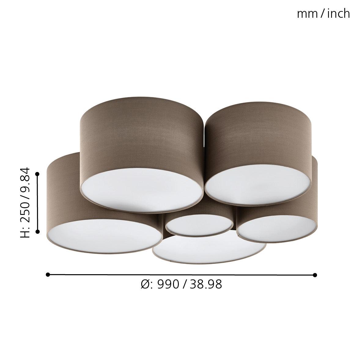 eglo pastore 1 6 light taupe fabric shade ceiling flush kitchen lighting