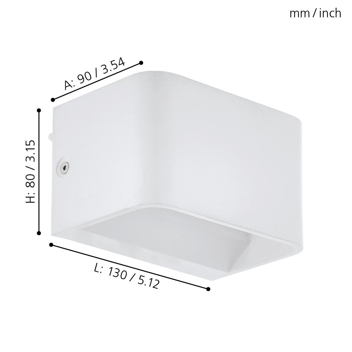 eglo sania 4 white led cube wall light living room close up