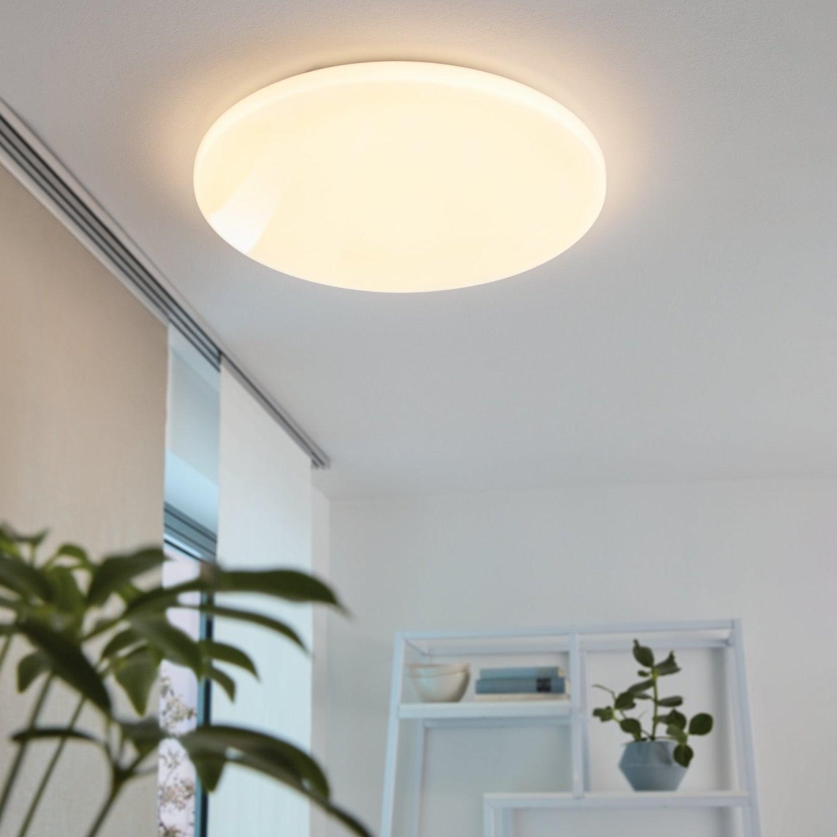 eglo frania round white led flush ceiling light 53cm