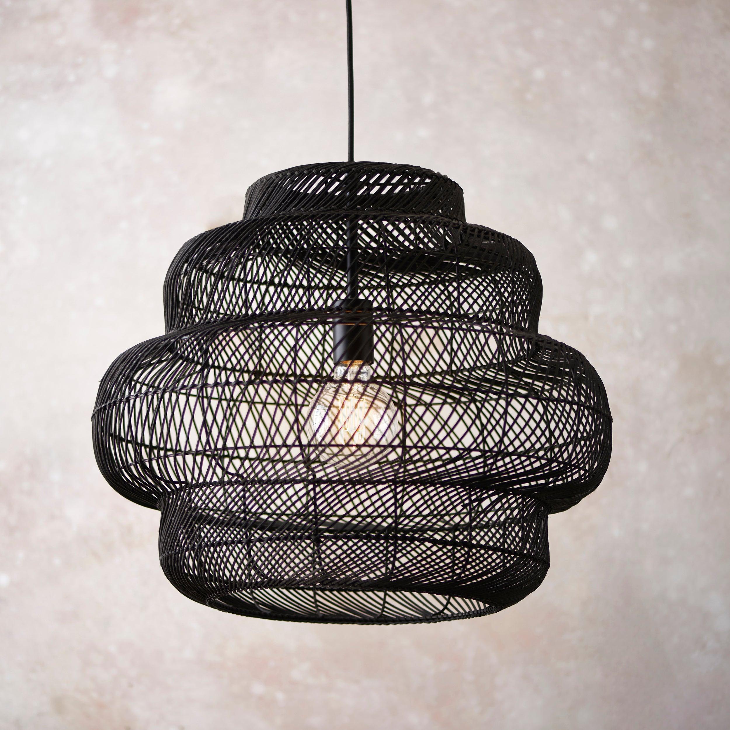 Tenoko Black Rattan Pendant Light